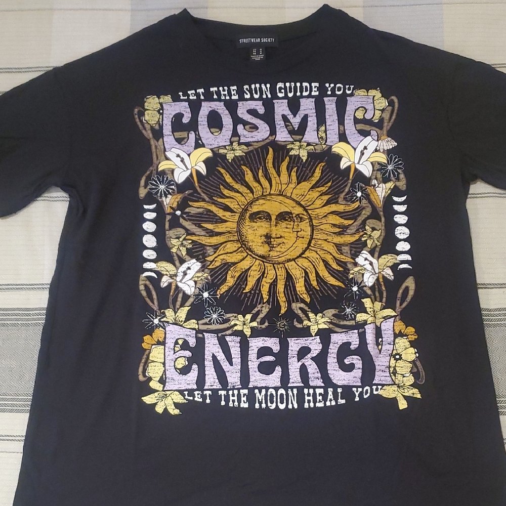 Streetwear Society Black Tee with Cosmic Energy Design